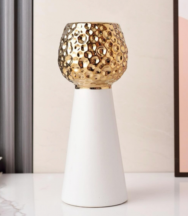 Vaza ceramica DYNASTY, Alb, 12x33cm [2]