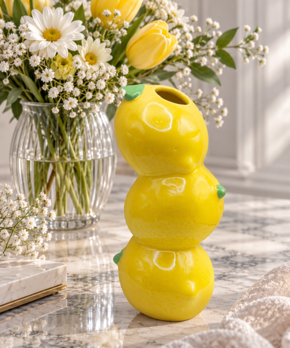 Vaza ceramica LEMON DROP - model lamai - galbena [3]