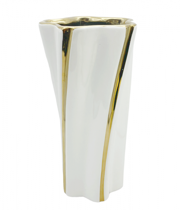 Vaza ceramica NOVELL, Alb-auriu, 29cm [1]