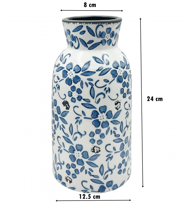 Vaza ceramica SANTORINI, Alb/ Albastru, 24cm [4]