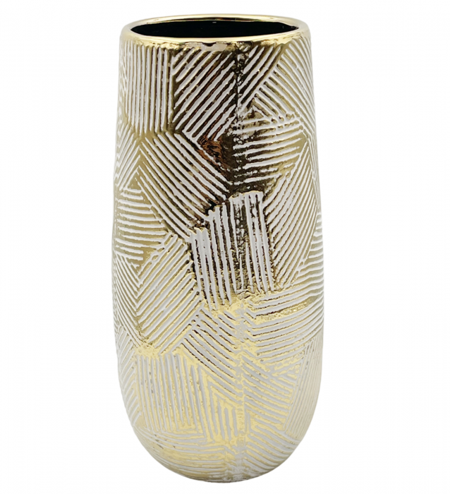 Vaza ceramica SOPHIE, 28cm, Alb/Auriu [1]