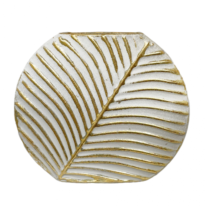 Vaza ceramica LEAF, Alb-auriu, 17cm [2]