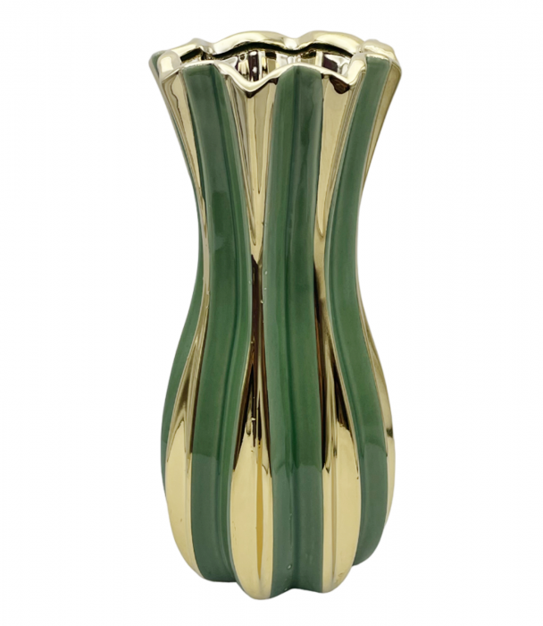 Vaza ceramica BEATRICE, Verde, 23.5cm [2]