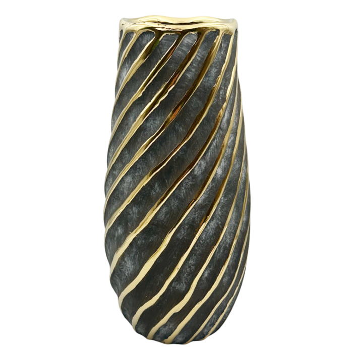 Vază Decorativă ROYAL – Gri cu Accente Aurii [2]
