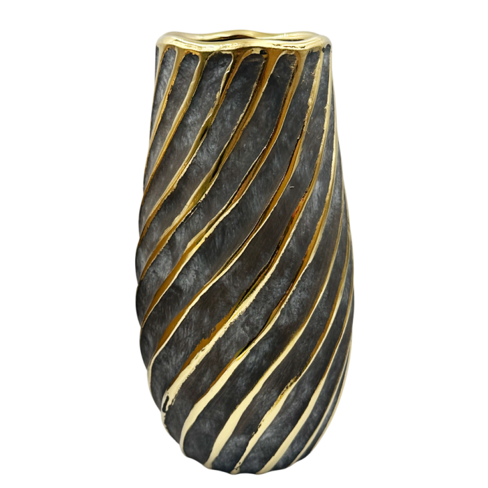 Vază Decorativă ROYAL – Gri cu Accente Aurii [2]