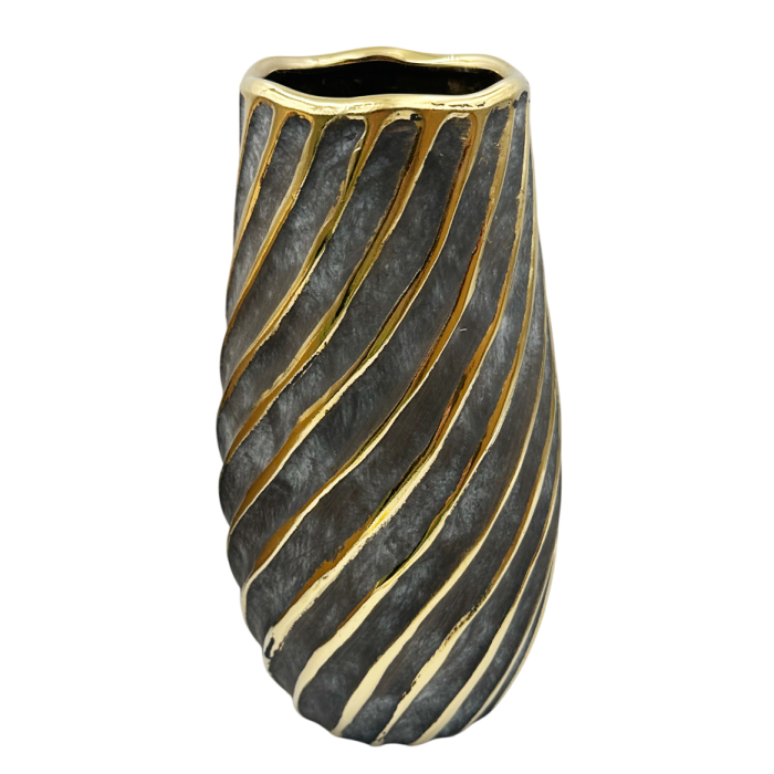 Vază Decorativă ROYAL – Gri cu Accente Aurii [1]