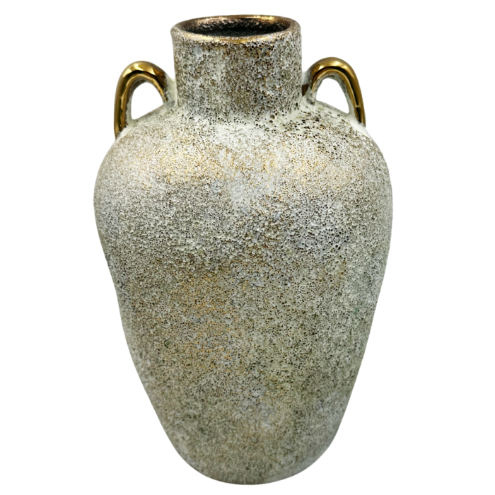 Vază Decorativă Texturata cu Manere Aurii – Stil Rustic-Elegant [2]