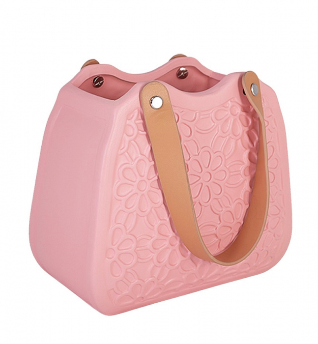 Vaza ceramica MILANO BORSA, Roz, 17x18cm [2]