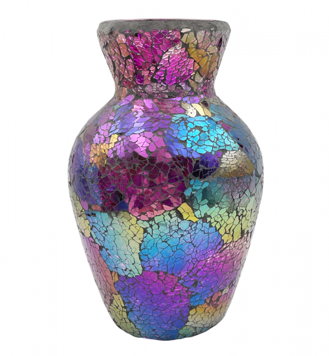 Vaza sticla & Lampa MOSAIQUE, Roz, 25cm [1]