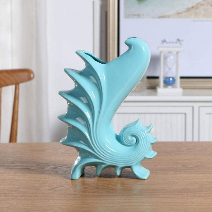 Vaza ceramica SHELL, Turcoaz, 18x25cm [3]