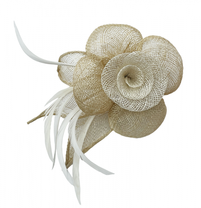 Voaleta - Fascinator & Brosa CARMEN, Bej, 12cm [3]