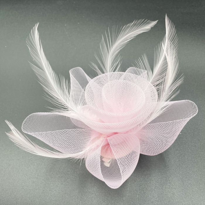Voaleta - Fascinator & Brosa LUCINDA, Roz, 13cm [3]