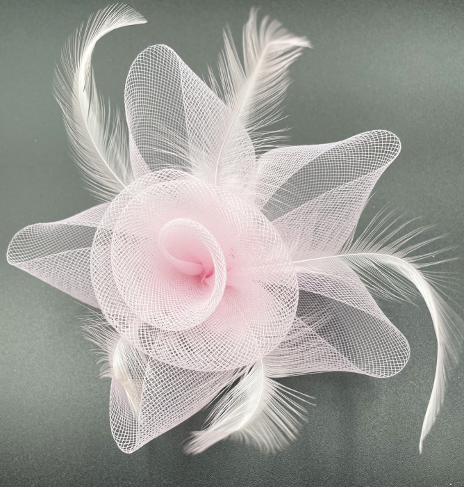 Voaleta - Fascinator & Brosa LUCINDA, Roz, 13cm [1]