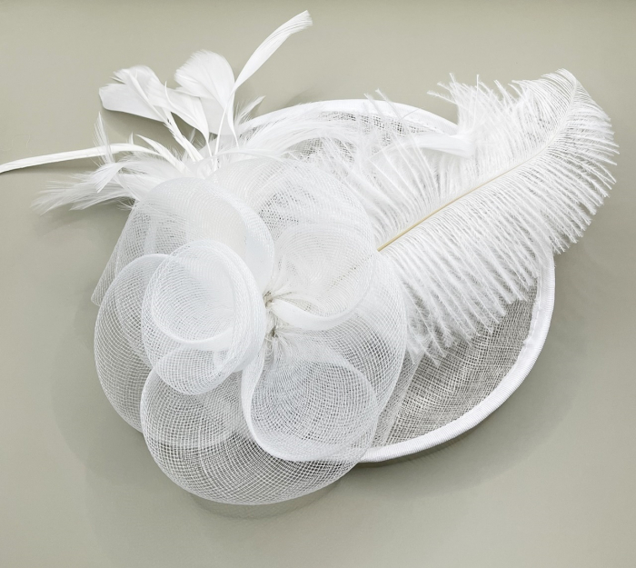 Voaleta - Fascinator ASCOT, Alb, 20cm [5]