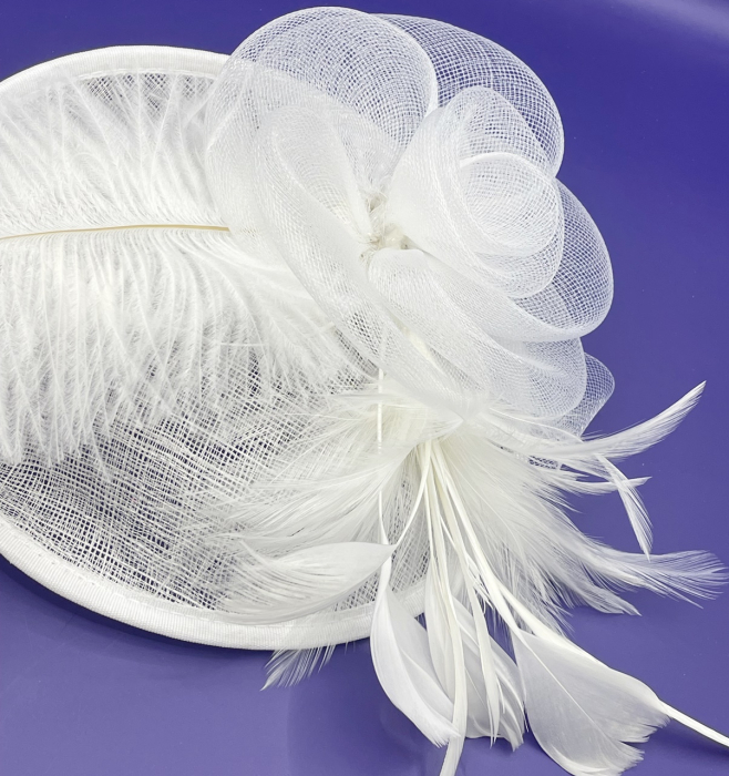 Voaleta - Fascinator ASCOT, Alb, 20cm [4]