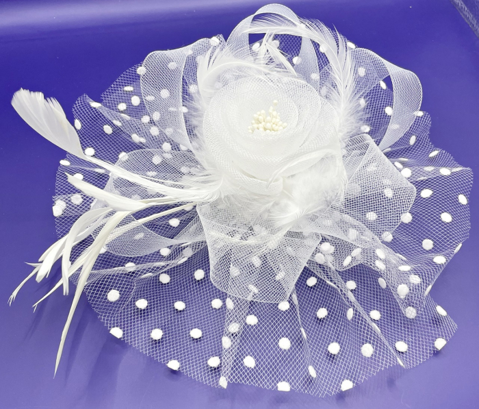 Voaleta - Fascinator AUDREY, Alb, 25cm [5]