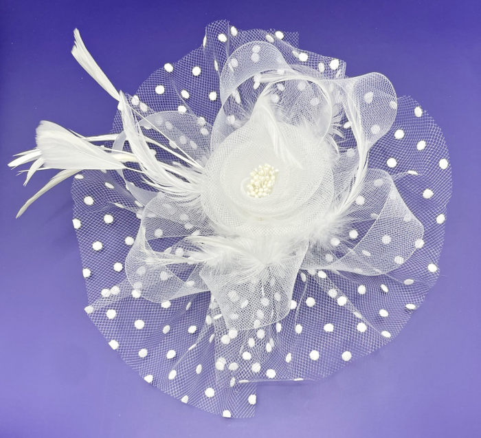 Voaleta - Fascinator AUDREY, Alb, 25cm [1]