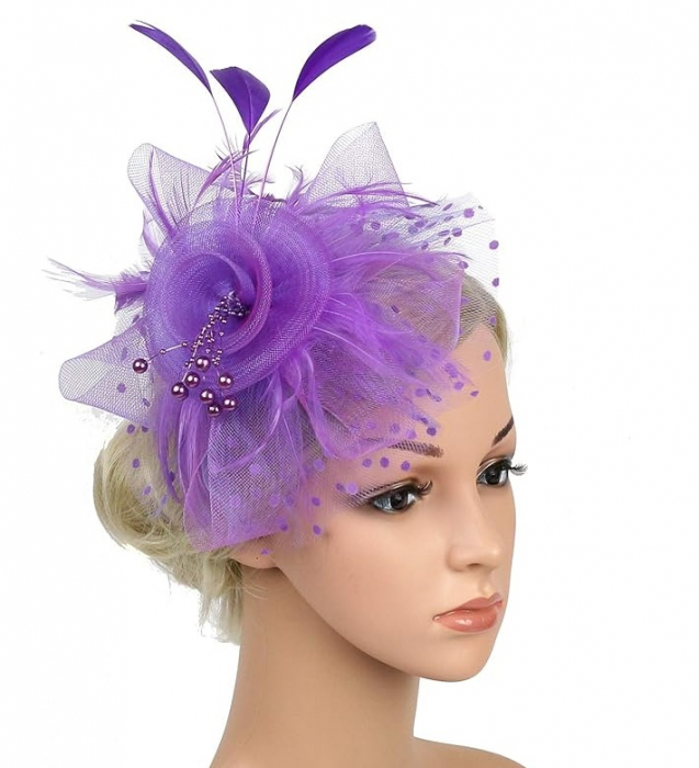 Voaleta - Fascinator LIZETTE, Mov, 20cm [2]
