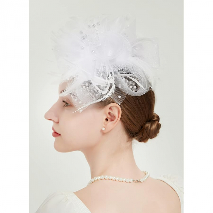 Voaleta - Fascinator ELIZABETH, Alb, 20cm [4]