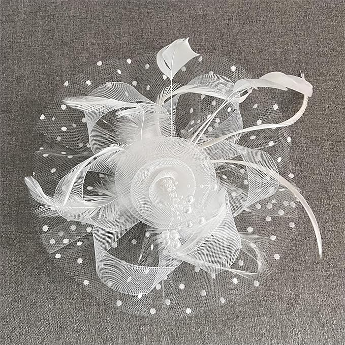 Voaleta - Fascinator AUDREY, Alb, 25cm [2]