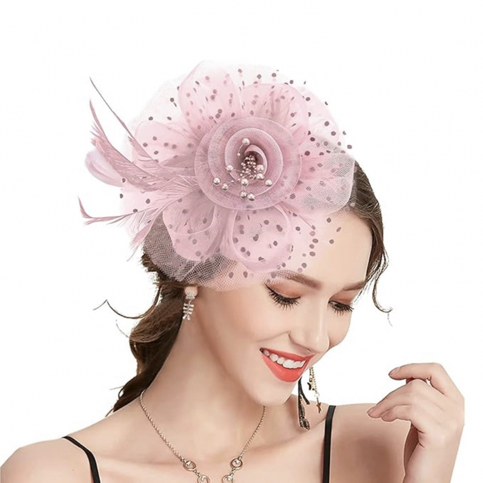 Voaleta - Fascinator LIZETTE, Roz, 20cm [2]