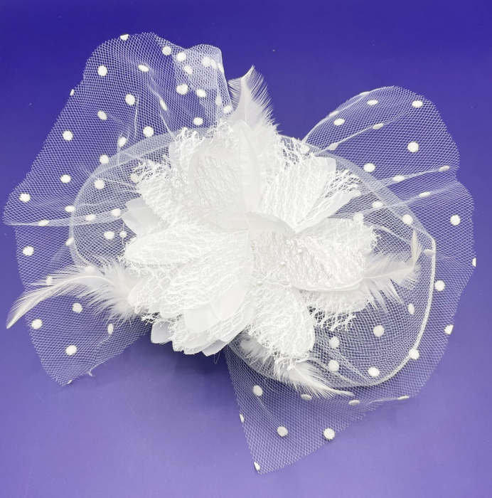 Voaleta - Fascinator ELIZABETH, Alb, 20cm [3]