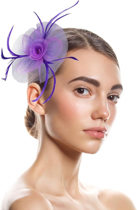 Voaleta - Accesoriu par Fascinator GRACE, Mov [2]