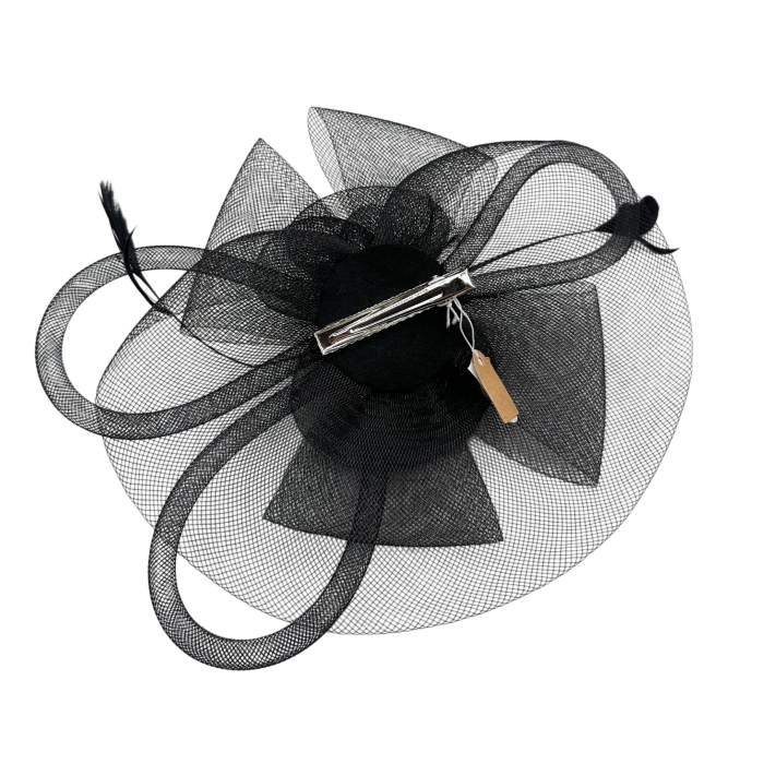Voaletă elegantă GRACE neagra - fascinator rafinat cu pene [2]