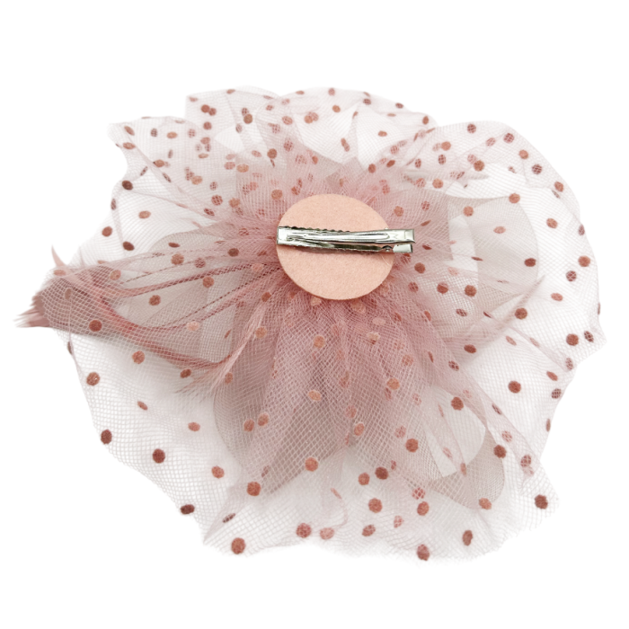 Voaletă elegantă LIZETTE tip fascinator, Roz pudra, Cu pene decorative [2]