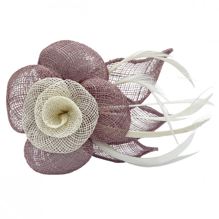 Voaleta - Fascinator & Brosa CARMEN, Roz cenusiu, 12cm [1]