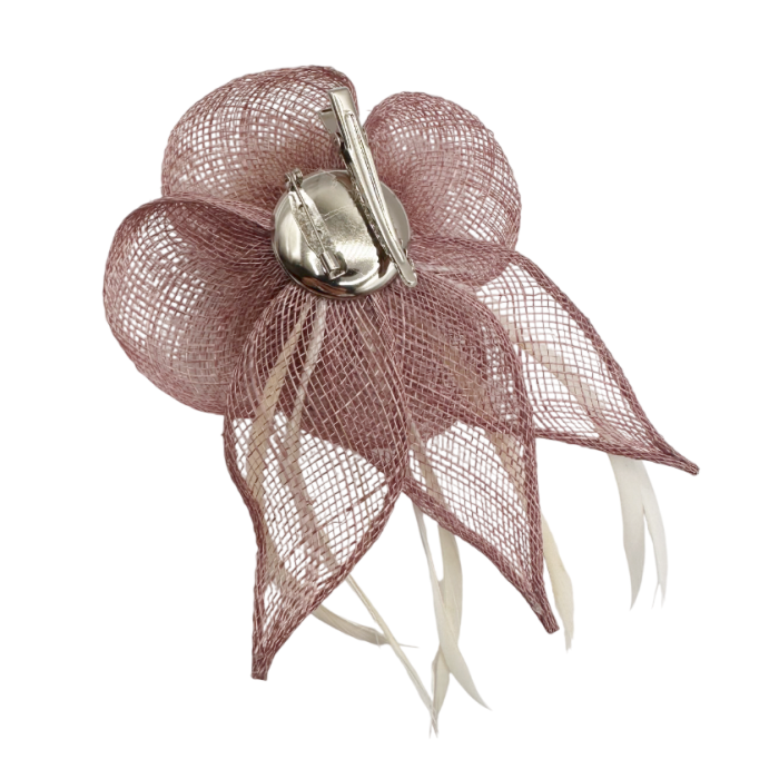 Brosa & Fascinator CARMEN, Roz cenusiu/ Crem, 12 cm [3]