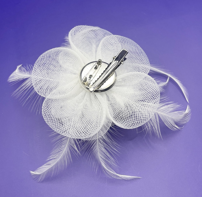 Voaleta - Fascinator & Brosa PEARLY, Alb, 10cm [2]