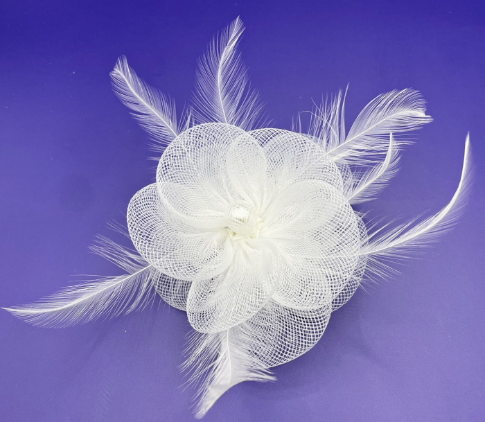 Voaleta - Fascinator & Brosa PEARLY, Alb, 10cm [3]