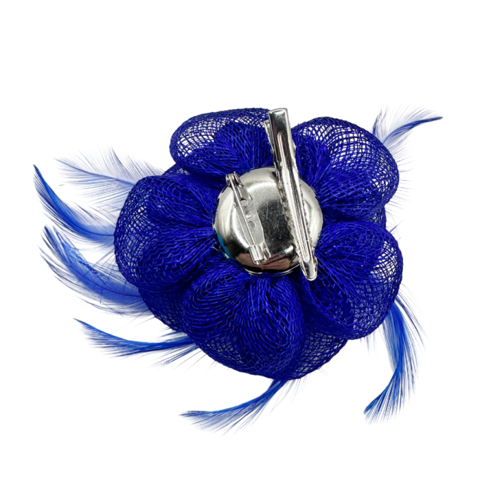 Voaleta albastra - Fascinator cu pene & Brosa ROSA [2]
