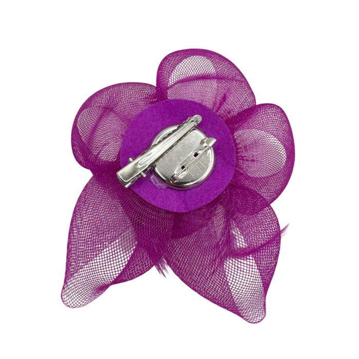 Voaleta mov magenta - Fascinator cu pene & Brosa LUCINDA [2]