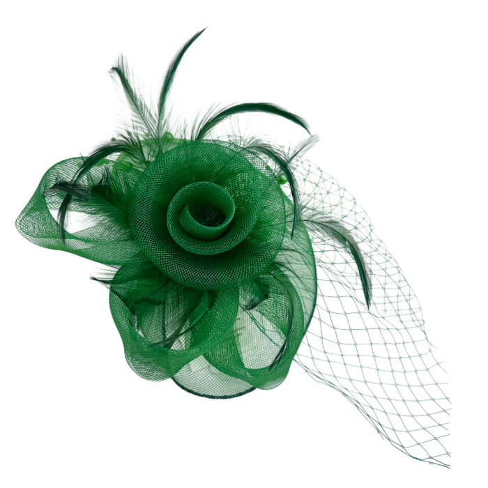 Voaleta verde - Fascinator cu pene si plasa fina JESSICA [2]