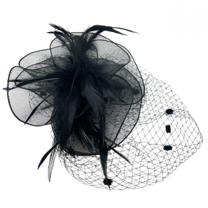 Voaleta - Fascinator KATHERINE, Negru, 22cm [2]