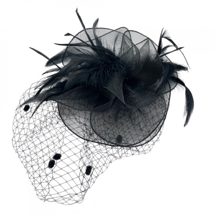Voaleta - Fascinator KATHERINE, Negru, 22cm [1]