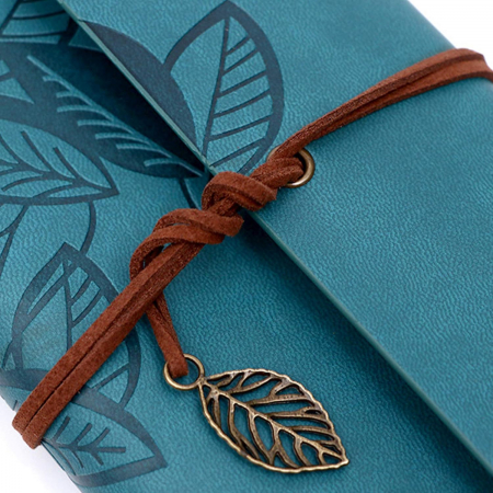 Agenda tip jurnal vintage LEAF, 16x23.5cm, Turcoaz [1]