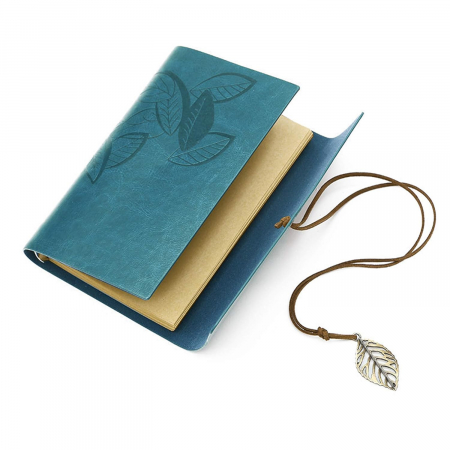 Agenda tip jurnal vintage LEAF, 16x23.5cm, Turcoaz [2]