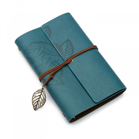 Agenda tip jurnal vintage LEAF, 16x23.5cm, Turcoaz [3]