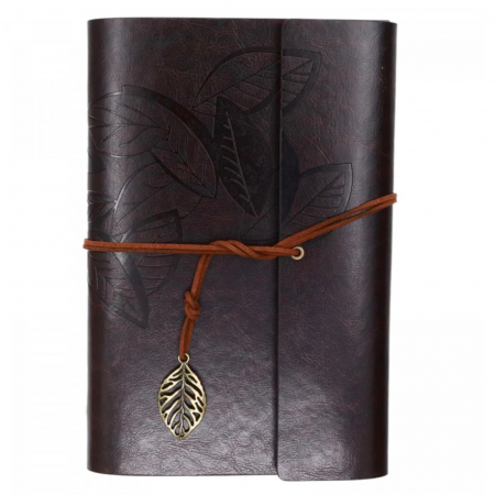 Agende & Articole De Birou - Agenda tip jurnal vintage LEAF, 16x23.5cm, Maro inchis