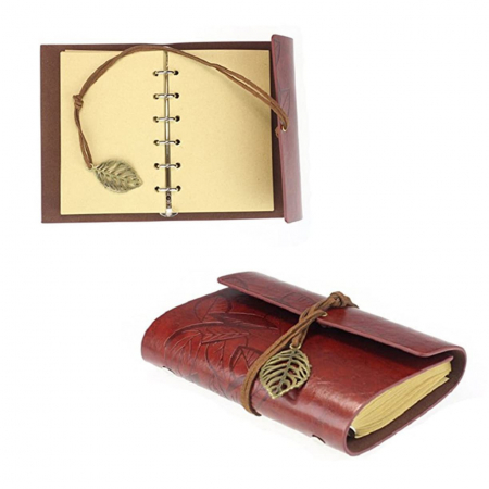 Agenda tip jurnal vintage LEAF, 16x23.5cm, Maro roscat [1]
