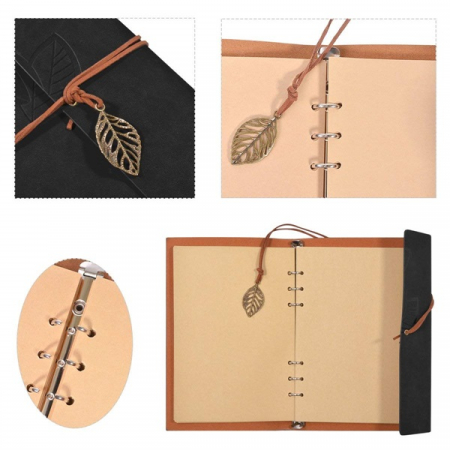 Agenda tip jurnal vintage LEAF, 16x23.5cm, Maro roscat [2]