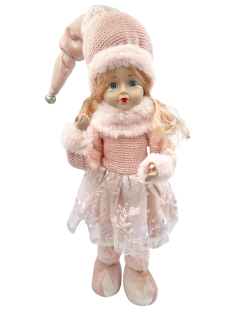 GLOBURI & FLORI DE BRAD - Papusa decorativa Arlechin MIRAGE, Roz, 45cm