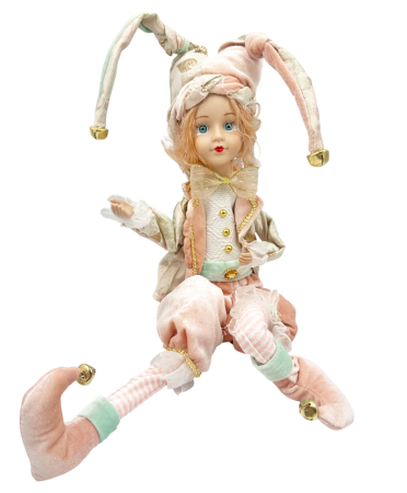 Papusa decorativa Arlechin JOLLO, Roz, 50cm [2]