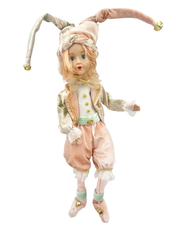 Papusa decorativa Arlechin JOLLO, Roz, 50cm [1]