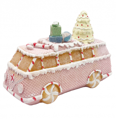 DECORATIUNI LUMINOASE - Autobuz cu lumina LED CANDYLAND, Roz, 18cm