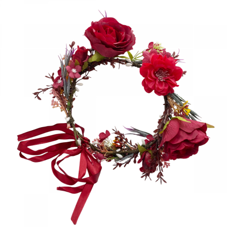 Accesorii De Par & Voalete & Diverse - Bentita de par MELODY cu flori aplicate, Rosu inchis
