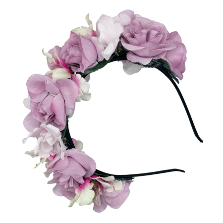 Bentita de par ISABELLE cu flori aplicate, Roz [1]